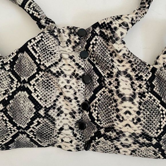 NWT Aqua Swim Python Snake Print Halter Crop Bikini Swimsuit Set Medium - Picture 12 of 15